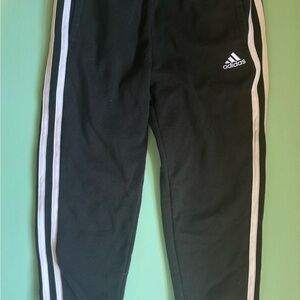 Adidas Black and White Sweatpants with Signature Stripes